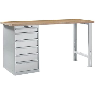 LISTA Modulares Arbeitstisch - 1040mm Höhe, 2000mm Breite, 6 Schubladen LISTA Modulares Arbeitstisch - 1040mm Höhe, 2000mm Breite, 6 Schubladen