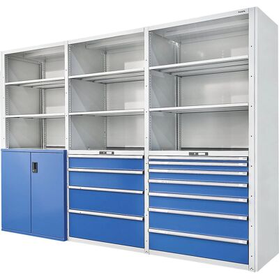 LISTA Aufbewahrungsregal mit Schubladen, 3 Universale Regale - Lagersystem LISTA Aufbewahrungsregal mit Schubladen, 3 Universale Regale - Lagersystem