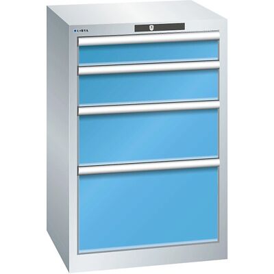 LISTA Stahl-Drehschrank mit 4 Schubladen - Hellblau & Grau LISTA Stahl-Drehschrank mit 4 Schubladen - Hellblau & Grau