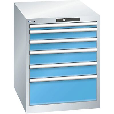 LISTA Schubladenschrank - 6 Schubladen Stahl - Hellgrau/Blau LISTA Schubladenschrank - 6 Schubladen Stahl - Hellgrau/Blau