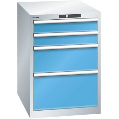 LISTA Stahlschrank - 4 Schubladen, grau/blau LISTA Stahlschrank - 4 Schubladen, grau/blau