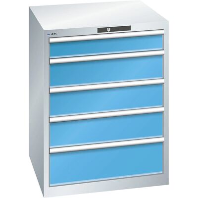 LISTA Stahl-Schrank - 5 Schubladen Hellgrau / Hellblau - Stauraum LISTA Stahl-Schrank - 5 Schubladen Hellgrau / Hellblau - Stauraum