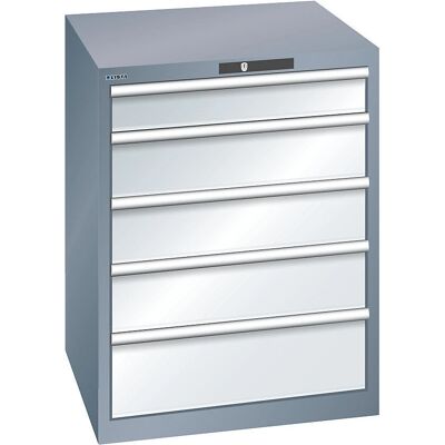 LISTA Stahlschrank - 5 Schubladen - Grau & Blau - Büro LISTA Stahlschrank - 5 Schubladen - Grau & Blau - Büro