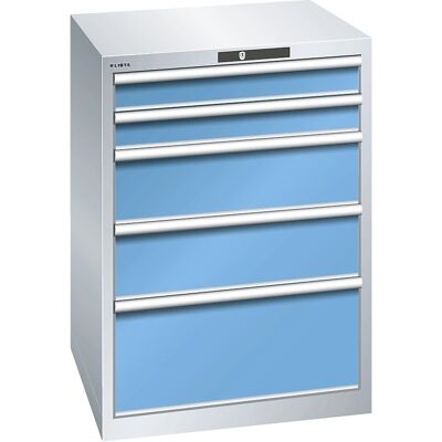 LISTA Hellblauer Stahlschubladenschrank - 5 Schubladen, 717x725x1000 mm LISTA Hellblauer Stahlschubladenschrank - 5 Schubladen, 717x725x1000 mm