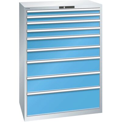 LISTA Stahlschubladenschrank - 9 Schubladen Hellgrau Blau LISTA Stahlschubladenschrank - 9 Schubladen Hellgrau Blau