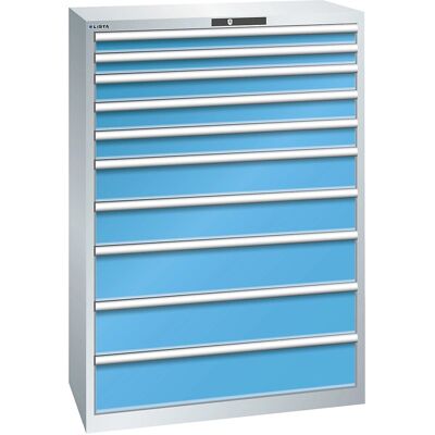 LISTA Cajonera de Acero - 10 Cajones, Gris Claro/Azul Claro - Muebles de Almacenamiento LISTA Cajonera de Acero - 10 Cajones, Gris Claro/Azul Claro - Muebles de Almacenamiento
