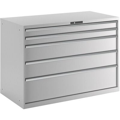 LISTA Stahl-Schubladenschrank - 5 Schubladen, Hellgrau LISTA Stahl-Schubladenschrank - 5 Schubladen, Hellgrau