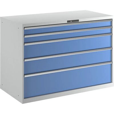 LISTA Gabinete de acero con 5 cajones - Gris / Azul claro LISTA Gabinete de acero con 5 cajones - Gris / Azul claro