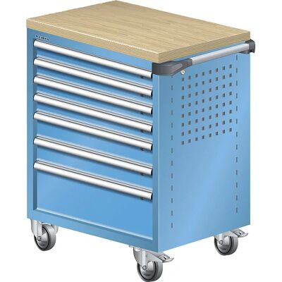 LISTA Carro de taller - Multiplex, 7 cajones, azul claro LISTA Carro de taller - Multiplex, 7 cajones, azul claro