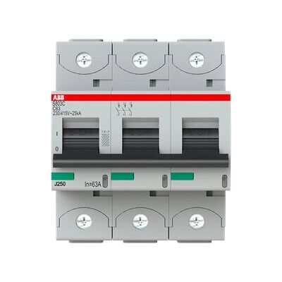 ABB S803C-C63 Leitungsschutzschalter - 3 Module, 63A, Typ C, DIN-Montage ABB S803C-C63 Leitungsschutzschalter - 3 Module, 63A, Typ C, DIN-Montage