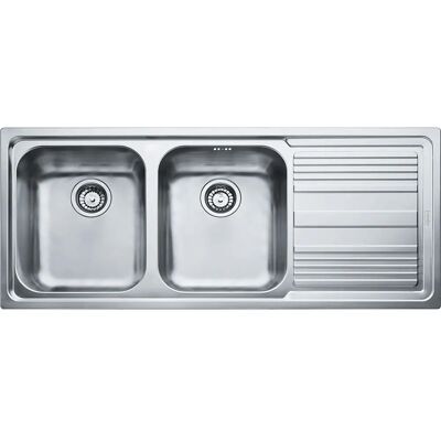 Lavello Franke LLX 621 Acciaio Satinato - 2 Vasche, Gocciolatoio a Destra Lavello Franke LLX 621 Acciaio Satinato - 2 Vasche, Gocciolatoio a Destra