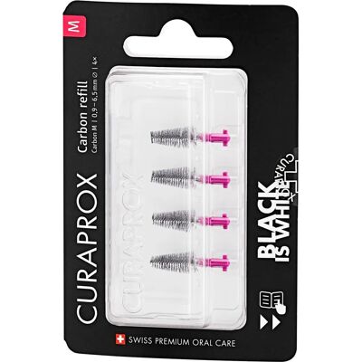 Curaprox Black Is White Carbon M R - Brosse interdentaire, Espaces étroits, Pack de 4 - Publicité Curaprox Black Is White Carbon M R - Brosse interdentaire, Espaces étroits, Pack de 4 - Publicité