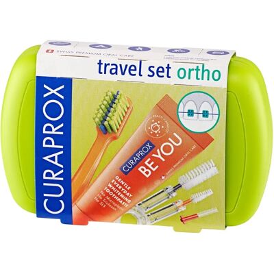 Kit de viagem Ortho Verde da Curaprox - Conjunto de escovas Kit de viagem Ortho Verde da Curaprox - Conjunto de escovas