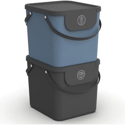 Rotho Albula 2-Set Poubelles - Empilables, Gain de Place Rotho Albula 2-Set Poubelles - Empilables, Gain de Place