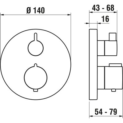 LAUFEN Twintherm Kit - Termostato de ducha empotrado, 2-manijas LAUFEN Twintherm Kit - Termostato de ducha empotrado, 2-manijas