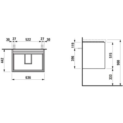 Laufen Lani Blanco Mate - Gabinete de lavabo - 635x515x445 mm Laufen Lani Blanco Mate - Gabinete de lavabo - 635x515x445 mm