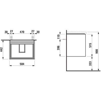 Soporte de lavabo Laufen Lani - 2 Cajones - SoftClose - 585x515x445mm Soporte de lavabo Laufen Lani - 2 Cajones - SoftClose - 585x515x445mm