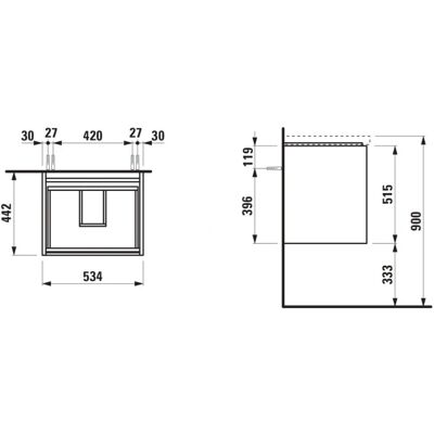 Dulap de baie Laufen Lani - 2 sertare, SoftClose, 535x515x445mm Dulap de baie Laufen Lani - 2 sertare, SoftClose, 535x515x445mm