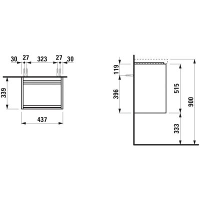 Laufen Lani Mueble Bajo de Lavabo - 1 Puerta, Bisagra Derecha, 435x515x340mm Laufen Lani Mueble Bajo de Lavabo - 1 Puerta, Bisagra Derecha, 435x515x340mm