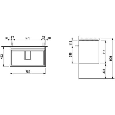 Mueble Bajo Lavabo Laufen Lani - 2 Cajones, SoftClose - 78.5x51.5x45cm Mueble Bajo Lavabo Laufen Lani - 2 Cajones, SoftClose - 78.5x51.5x45cm