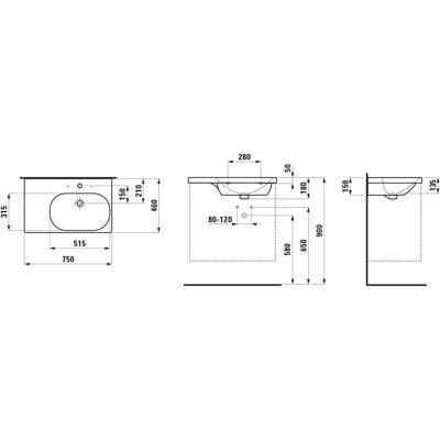 Laufen Lua Chiuvetă - Montată pe perete, Raft stânga, Vas interior oval Laufen Lua Chiuvetă - Montată pe perete, Raft stânga, Vas interior oval