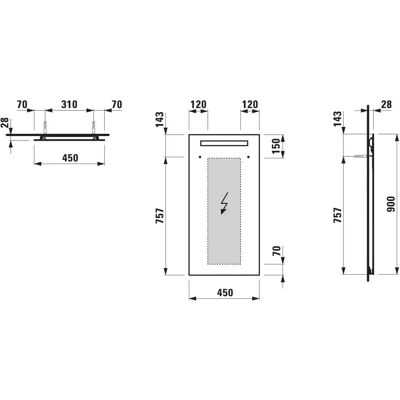 Oglindă de perete LAUFEN Lani cu lumină LED - Oglindă 900mm Oglindă de perete LAUFEN Lani cu lumină LED - Oglindă 900mm