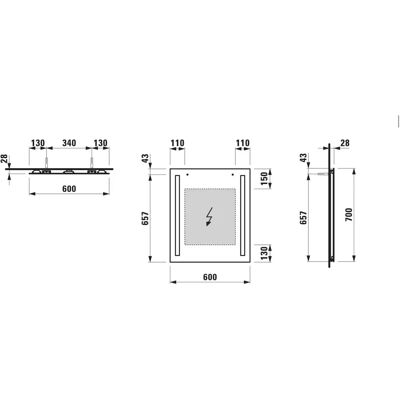 Oglindă de baie Laufen Lani - Lumină verticală - 600x28x700mm Oglindă de baie Laufen Lani - Lumină verticală - 600x28x700mm