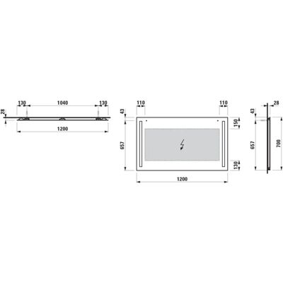 Oglindă de perete Laufen Lani cu 2 LED-uri - 1200x28x700mm Oglindă de perete Laufen Lani cu 2 LED-uri - 1200x28x700mm