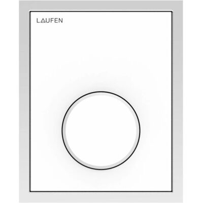 LAUFEN AU106 Plato de descarga para inodoro - Empotrado, Marco de acero inoxidable, Blanco LAUFEN AU106 Plato de descarga para inodoro - Empotrado, Marco de acero inoxidable, Blanco
