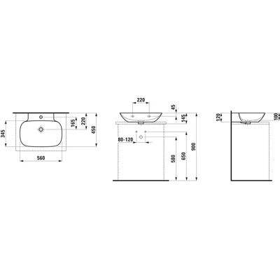 Lavabo de cerámica INO de pared - 560x450mm Lavabo de cerámica INO de pared - 560x450mm