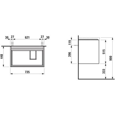 Laufen Lani 2 Schubladen MDF/HPL Waschtischunterbau - Waschtischunterbau Laufen Lani 2 Schubladen MDF/HPL Waschtischunterbau - Waschtischunterbau