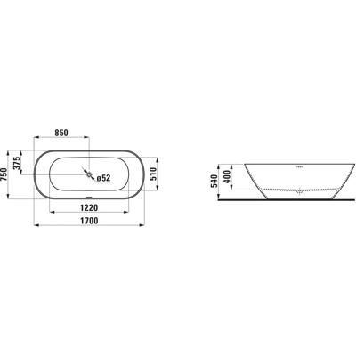 LAUFEN LUA Freistehende Badewanne - 750x1700x540mm - Badewanne LAUFEN LUA Freistehende Badewanne - 750x1700x540mm - Badewanne