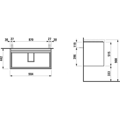 LAUFEN Lani Mueble Bajo Lavabo - 2 Cajones - SoftClose - 985x515x450mm LAUFEN Lani Mueble Bajo Lavabo - 2 Cajones - SoftClose - 985x515x450mm