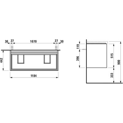 Gabinete de baño Laufen Lani - 4 Cajones, SoftClose, 118.5x45x51.5cm Gabinete de baño Laufen Lani - 4 Cajones, SoftClose, 118.5x45x51.5cm