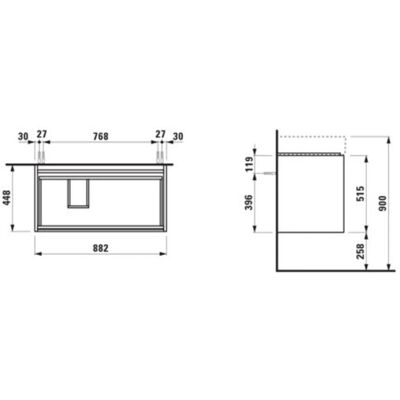 Gabinete de baño Laufen Lani de pared - 2 cajones, 880x450x515mm Gabinete de baño Laufen Lani de pared - 2 cajones, 880x450x515mm