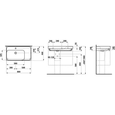 Laufen Meda Waschtisch - 800x460mm, weiß, mit Überlauf Laufen Meda Waschtisch - 800x460mm, weiß, mit Überlauf