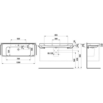 Laufen Meda Wandwaschbecken - 1200x460mm, 1 Hahnloch, Weiß Matt Laufen Meda Wandwaschbecken - 1200x460mm, 1 Hahnloch, Weiß Matt