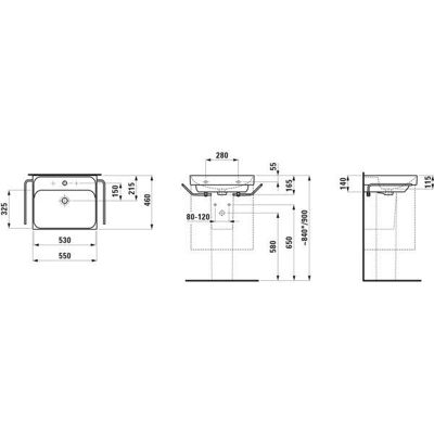 Laufen Meda Lavabo - 55x46cm, Blanco, Sin Rebose Laufen Meda Lavabo - 55x46cm, Blanco, Sin Rebose