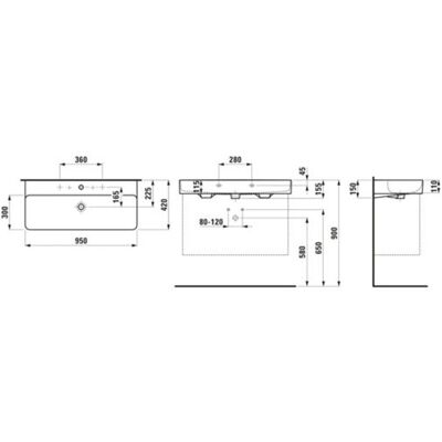 Lavabo suspendido Laufen VAL - 950x420mm Lavabo suspendido Laufen VAL - 950x420mm