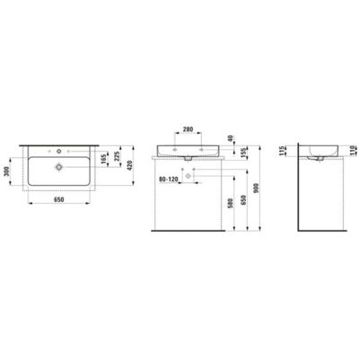 Lavabo suspendido Laufen H816284 - Cerámica, Blanco, 650x420mm Lavabo suspendido Laufen H816284 - Cerámica, Blanco, 650x420mm