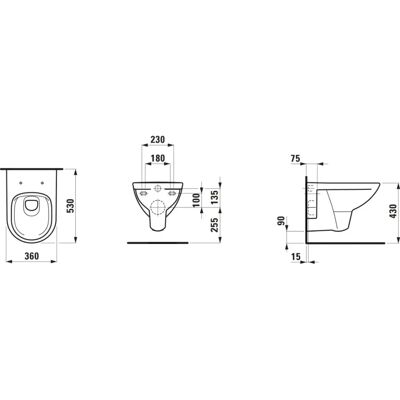 Inodoro suspendido Laufen - 530x360mm, Blanco, Fijación abierta - Tipo de producto Inodoro suspendido Laufen - 530x360mm, Blanco, Fijación abierta - Tipo de producto