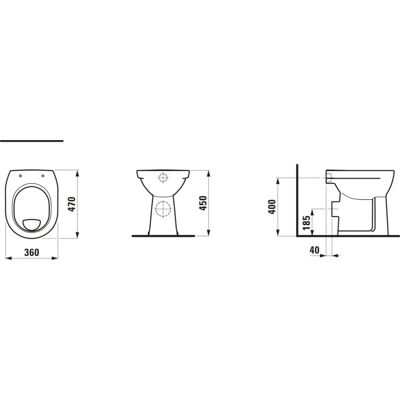 Laufen PRO Inodoro - Salida Horizontal - 360x470x450mm Laufen PRO Inodoro - Salida Horizontal - 360x470x450mm