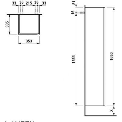 Gabinete Alto LAUFEN Meda - Puerta SoftClose, 353x335x1650mm Gabinete Alto LAUFEN Meda - Puerta SoftClose, 353x335x1650mm