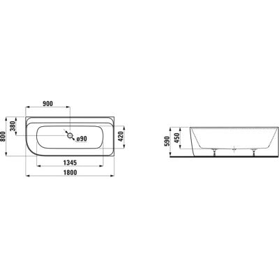 Laufen Meda Eckbadewanne - Freistehend, Weiß, 180x80cm Laufen Meda Eckbadewanne - Freistehend, Weiß, 180x80cm