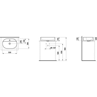 Lavabo Savoy de Laufen - Ovalado, 380x550x130mm, Con rebosadero Lavabo Savoy de Laufen - Ovalado, 380x550x130mm, Con rebosadero