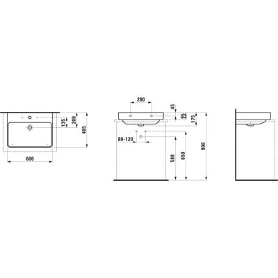 Lavoar Laufen Pro S Rectangular pentru Perete - 600x465mm Lavoar Laufen Pro S Rectangular pentru Perete - 600x465mm