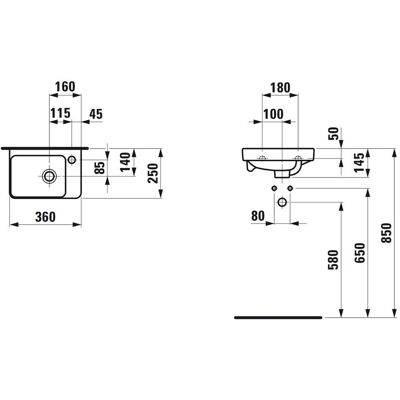 Laufen H8159600001041 Weiß Asymmetrisches Waschbecken - Waschbecken Laufen H8159600001041 Weiß Asymmetrisches Waschbecken - Waschbecken