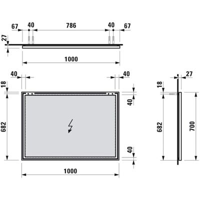 Specchio Cornice in Alluminio Laufen - 700x25x1000 - No Illuminazione Specchio Cornice in Alluminio Laufen - 700x25x1000 - No Illuminazione