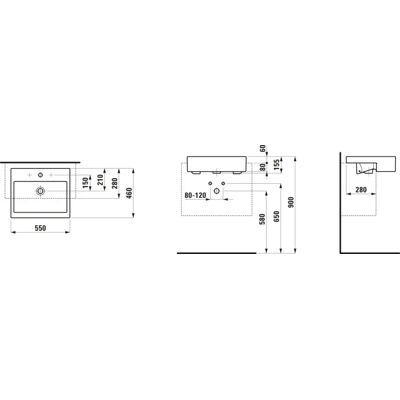 Lavabo Living City di Laufen - Semi-incasso, Troppopieno, 1 Foro per Rubinetto - 550x460mm, Bianco Lavabo Living City di Laufen - Semi-incasso, Troppopieno, 1 Foro per Rubinetto - 550x460mm, Bianco