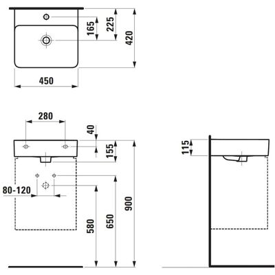 Lavabo de Mano LAUFEN Val - 45x42cm, 1 orificio, sin rebosadero - Cerámica Lavabo de Mano LAUFEN Val - 45x42cm, 1 orificio, sin rebosadero - Cerámica